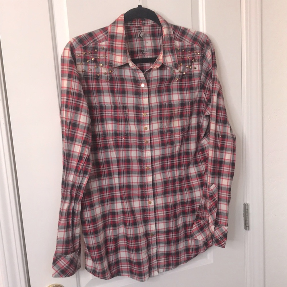 ROCK 47th by Wrangler gold studded cowgirl shirt